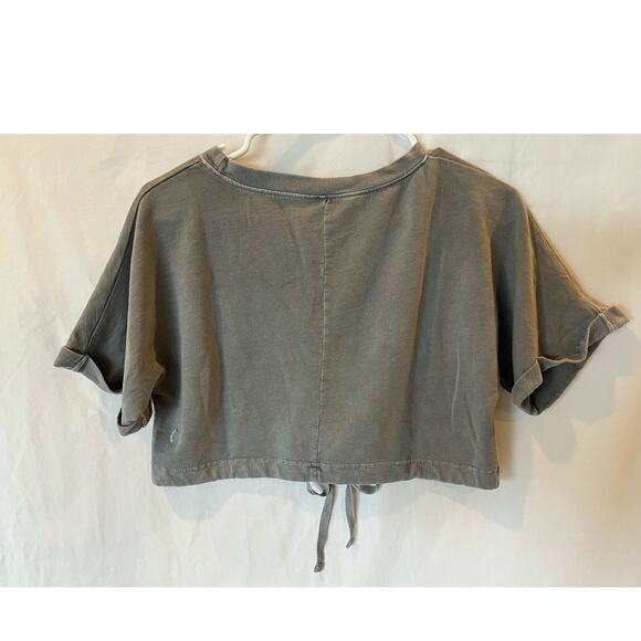 Zyia Active Women's gray crop top drawstring small oversized fit casual summer - Picture 2 of 7